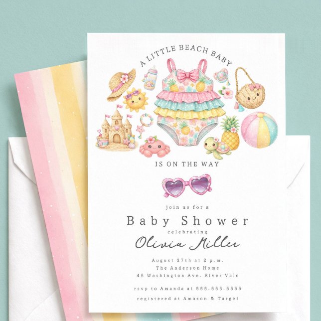 Tropisk strand-baby shower-inbjudan flicka inbjudningar (Skapare uppladdad)