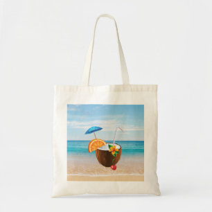 Tropisk strand,Blå himmel,Ocean Sand,Coconut Cocta Tygkasse