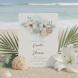 Tropisk strand boho blomsterbröllop inbjudningar