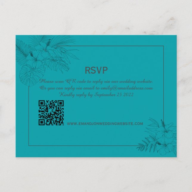 Tropisk Strand Boho Sommar QR Kod RSVP  Vykort (Framsida)