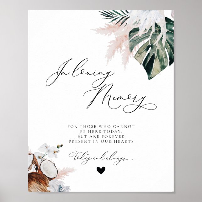 Tropisk strand dammig blå minnestavla för bröllop poster (Framsidan)