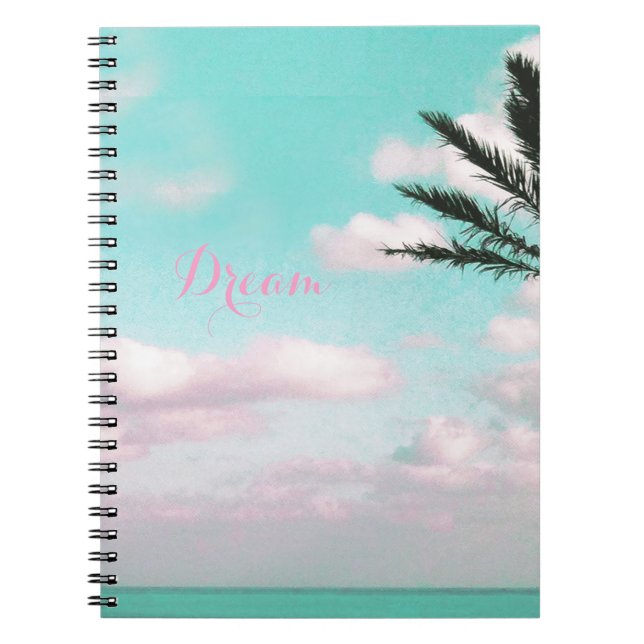 Tropisk strand, Dream, Ocean View, Clouds, Handfla Anteckningsbok Med Spiral (Framsidan)