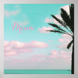 Tropisk strand, Dream, Ocean View, Clouds, Handfla Poster