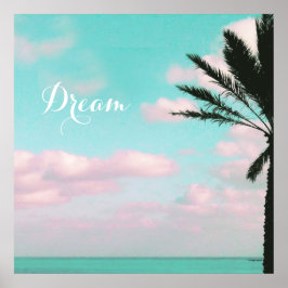 Tropisk strand, Dream, Ocean View, Clouds, Handfla Poster
