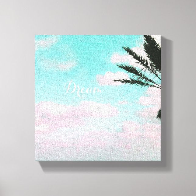 Tropisk strand, Dream, Ocean View, Handflatan, vac Canvastryck (Framsida)