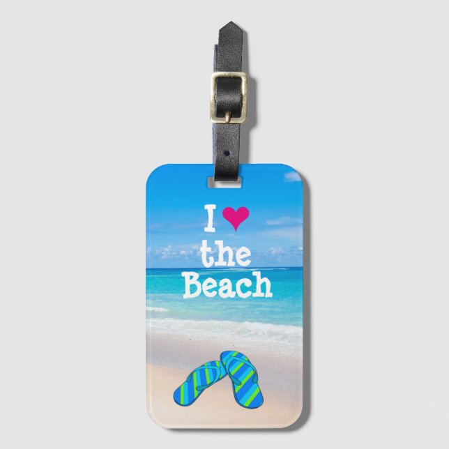 Tropisk strand Flinflip flops Ocean Sand Handflata Bagagebricka (Framsida vertikal)