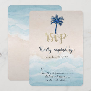 Tropisk strand glitter palm bröllop RSVP Inbjudningar