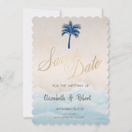 Tropisk Strand Glitter Palm Spara Datumet