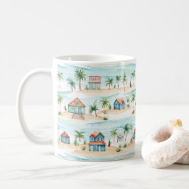Tropisk strand Handflatan Träd Kaffemugg
