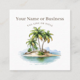 Tropisk strand Handflatan Träd Kustal Fyrkantigt Visitkort