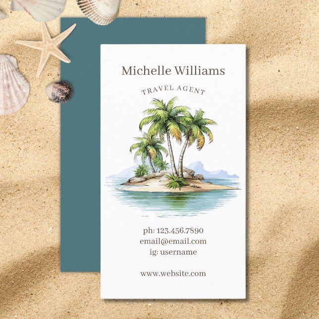 Tropisk strand Handflatan Träd Kustal Visitkort (Tropical Beach Palm Trees Costal Business Card)