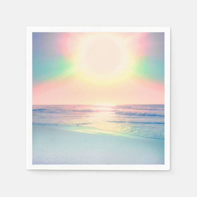 Tropisk Strand Hav Sol Färgglad Sommar Pappersservett (Framsidan)