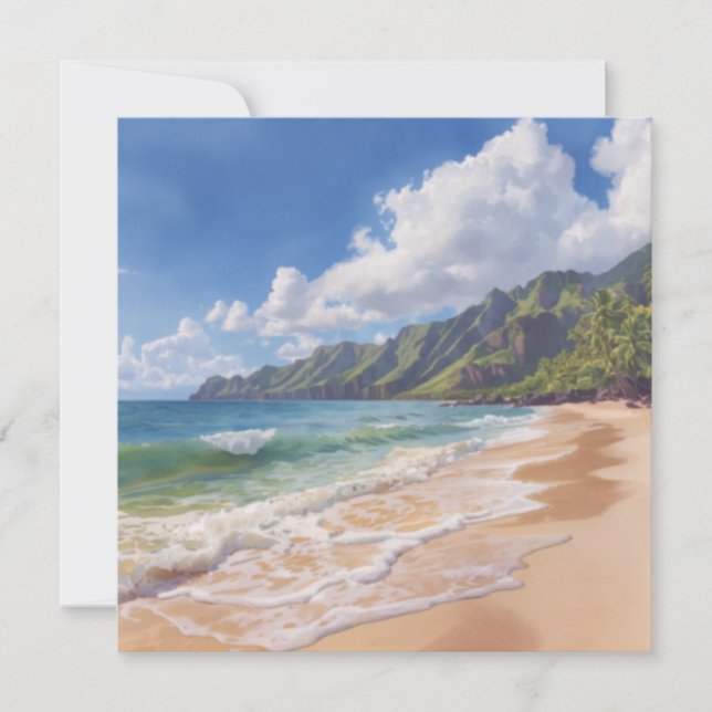 Tropisk strand Hawaii Platt kort (Framsida)