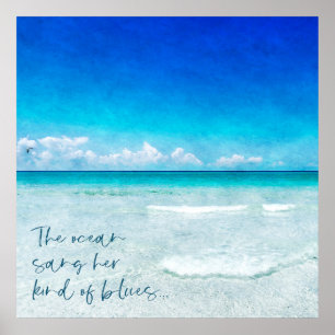 Tropisk strand i Teal Aqua Turcoise Blue Quote Poster