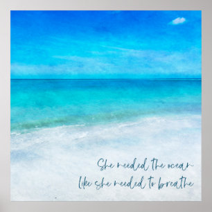 Tropisk strand i Teal Aqua Turcoise Blue Quote Poster