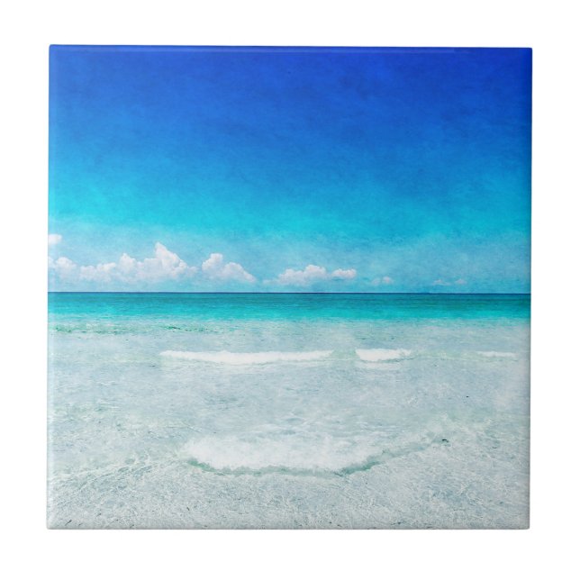 Tropisk strand i Teal Aqua Turquise Blue Florida Kakelplatta (Framsidan)