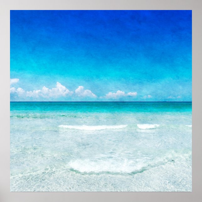 Tropisk strand i Teal Aqua Turquise Blue Florida Poster (Framsidan)