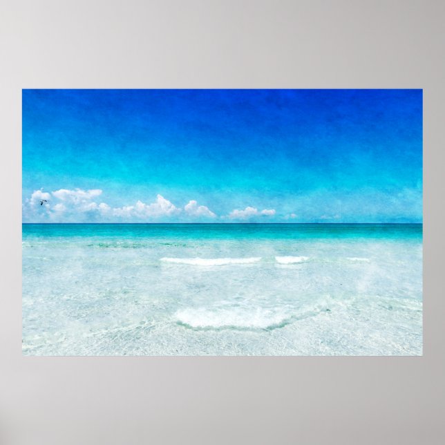 Tropisk strand i Teal Aqua Turquise Blue Florida Poster (Framsidan)
