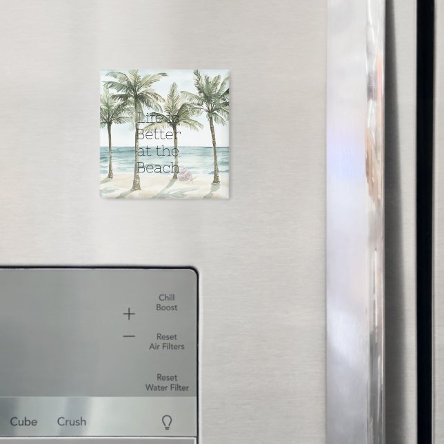 Tropisk strand i Träd vid Handflatan Magnet (In Situ (Fridge))