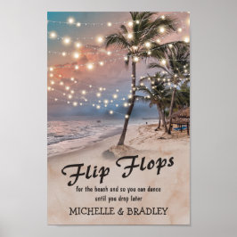 Tropisk strand Ljus Flinflip flops Bröllop Poster
