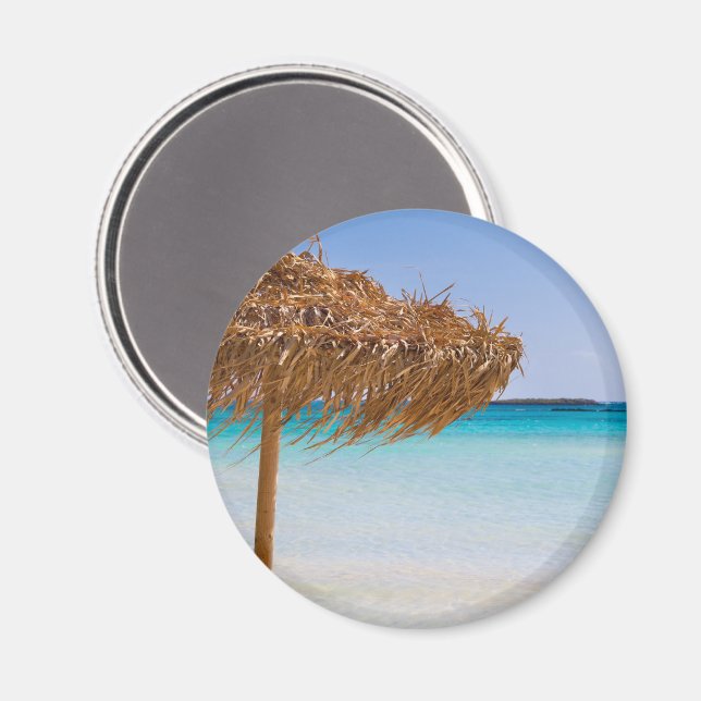 Tropisk strand med halmtaksschirm magnet (Front/Back)