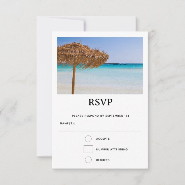 Tropisk strand med halmtaktsbröllop OSA kort (Framsida)