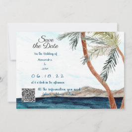 Tropisk strand med ljus Spara datum Inbjudningar