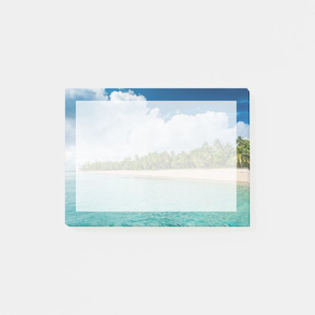 Tropisk strand med palmer post-it block (Framsida)