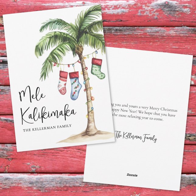 Tropisk Strand Mele Kalikimaka Jul Julkort (Tropical Beach Mele Kalikimaka Christmas Holiday Card)