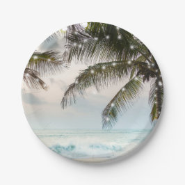 Tropisk strand Ocean palmträd & ljus Bröllop