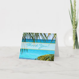 Tropisk strand och handflatan som gifta sig tack kort