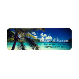 Tropisk Strand Palm  Etikett Returadress Etikett