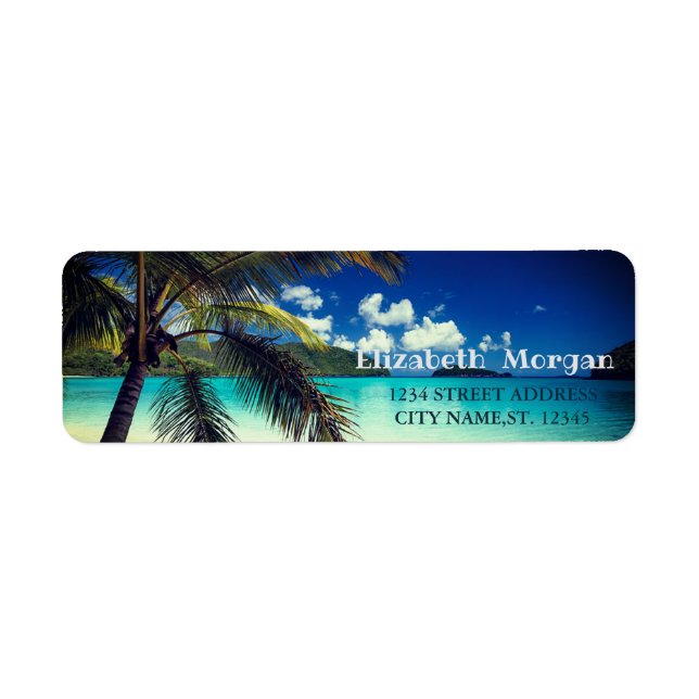 Tropisk Strand Palm  Etikett Returadress Etikett (Framsidan)