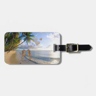 Tropisk strand,Palm, Sjöhästar-Personlig Bagagebricka