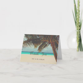 Tropisk strand, palm tack kort