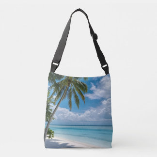 "Tropisk strand palmer Blå crossbody väska | Su