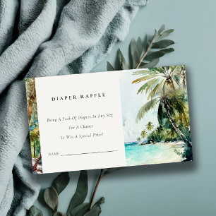 Tropisk strand palmer Diaper Tombola Baby Shower Tilläggskort