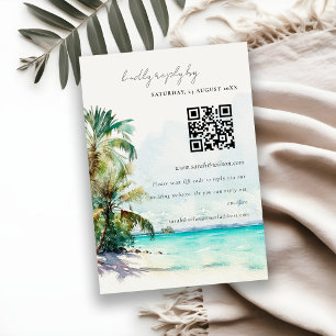 Tropisk strand palmer RSVP QR-kod Tilläggskort