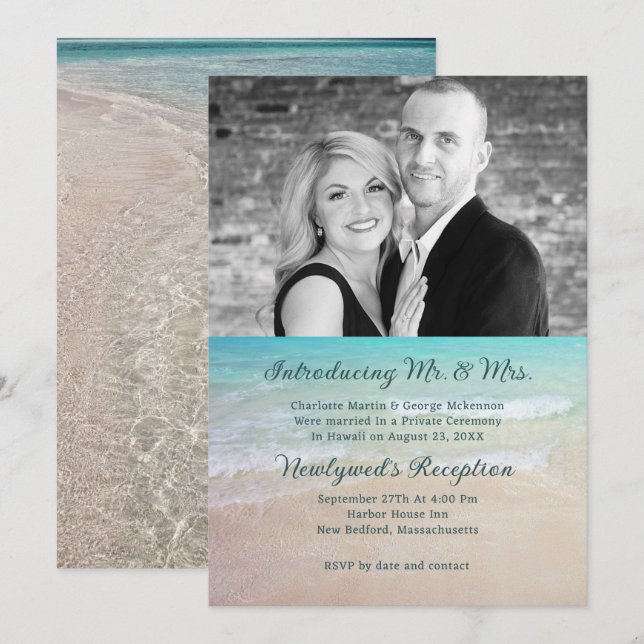 Tropisk strand privat bröllopsfestinladan inbjudningar (Fram/baksida)