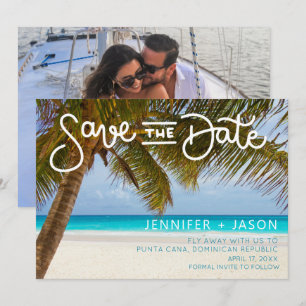 Tropisk strand Punta Cana Dominican Bröllop Spara Datumet