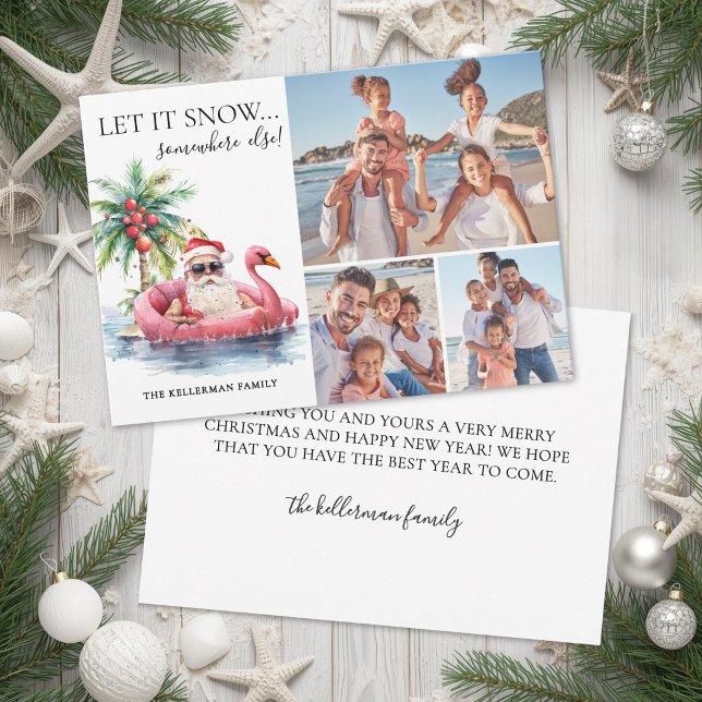 Tropisk strand rolig julfoto julkort (Tropical Beach Funny Christmas Photo Holiday Card )