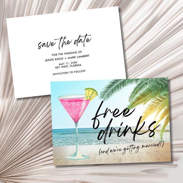 Tropisk strand Roligt bröllop Spara datumet (Tropical Beach Funny Wedding Save the Date)