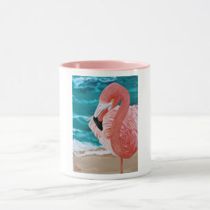 Tropisk strand rosa flamingo-kaffe mugg
