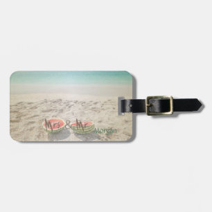 Tropisk strand, sand, vattenmelon, -personlig bagagebricka