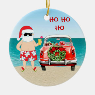 Tropisk strand Santa med klassikerbiljul Julgransprydnad Keramik