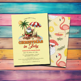 Tropisk strand & Santas julfest i juli Inbjudningar