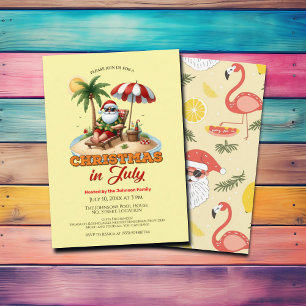 Tropisk strand & Santas julfest i juli Inbjudningar