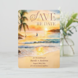 Tropisk Strand Save The Date Mall Kvalitet Printba