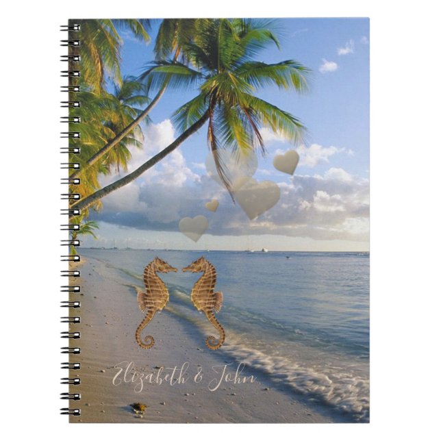 Tropisk strand,Seahorse in Kärlek-Personlig Anteckningsbok (Framsidan)
