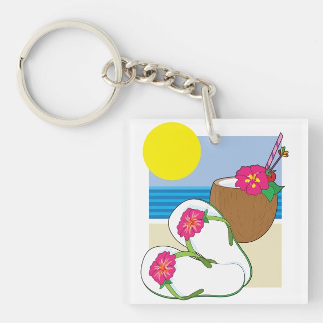 Tropisk strand semester Kokosblommor Flip Flops (Framsidan)